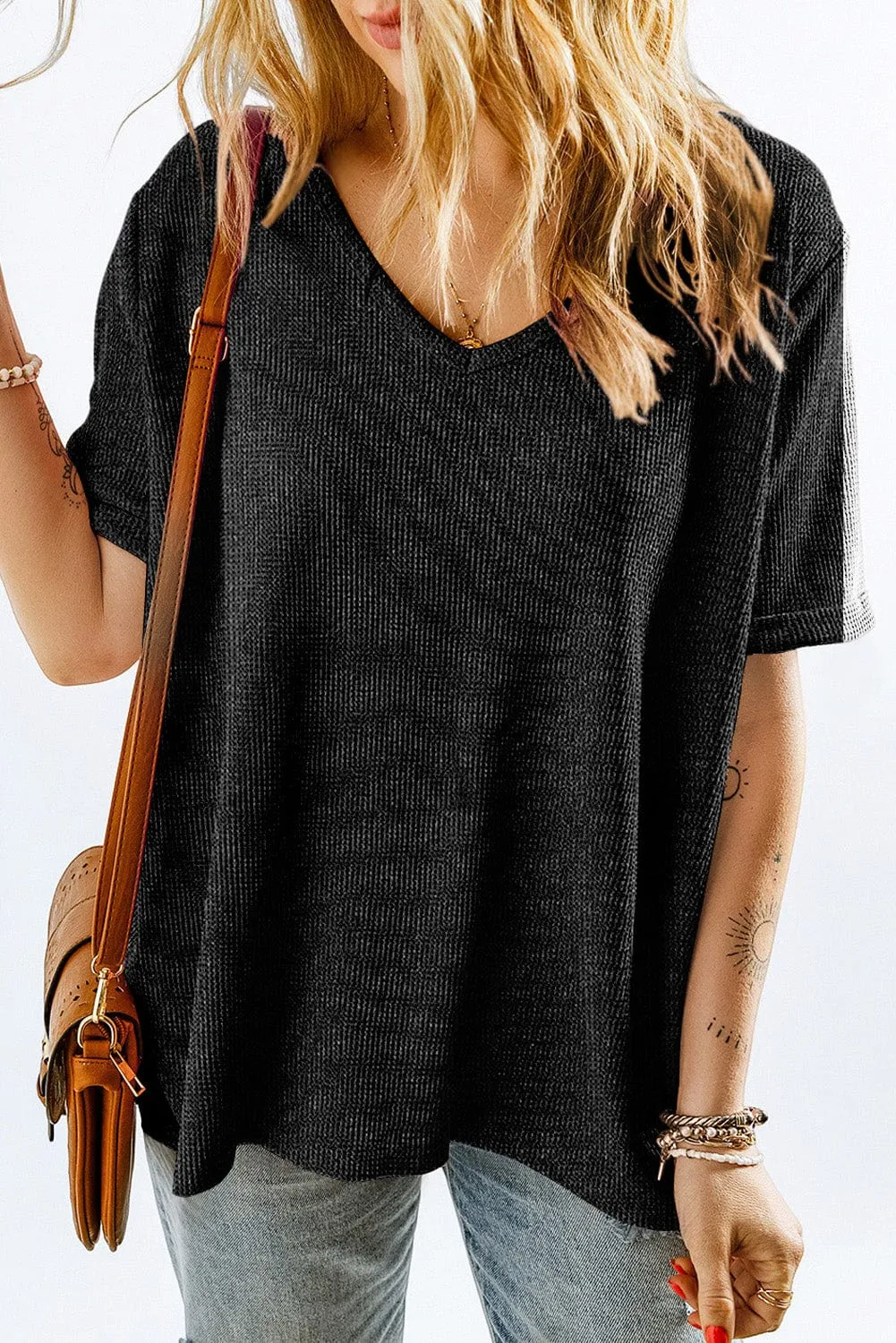 Black V-Neck T-Shirt for Women