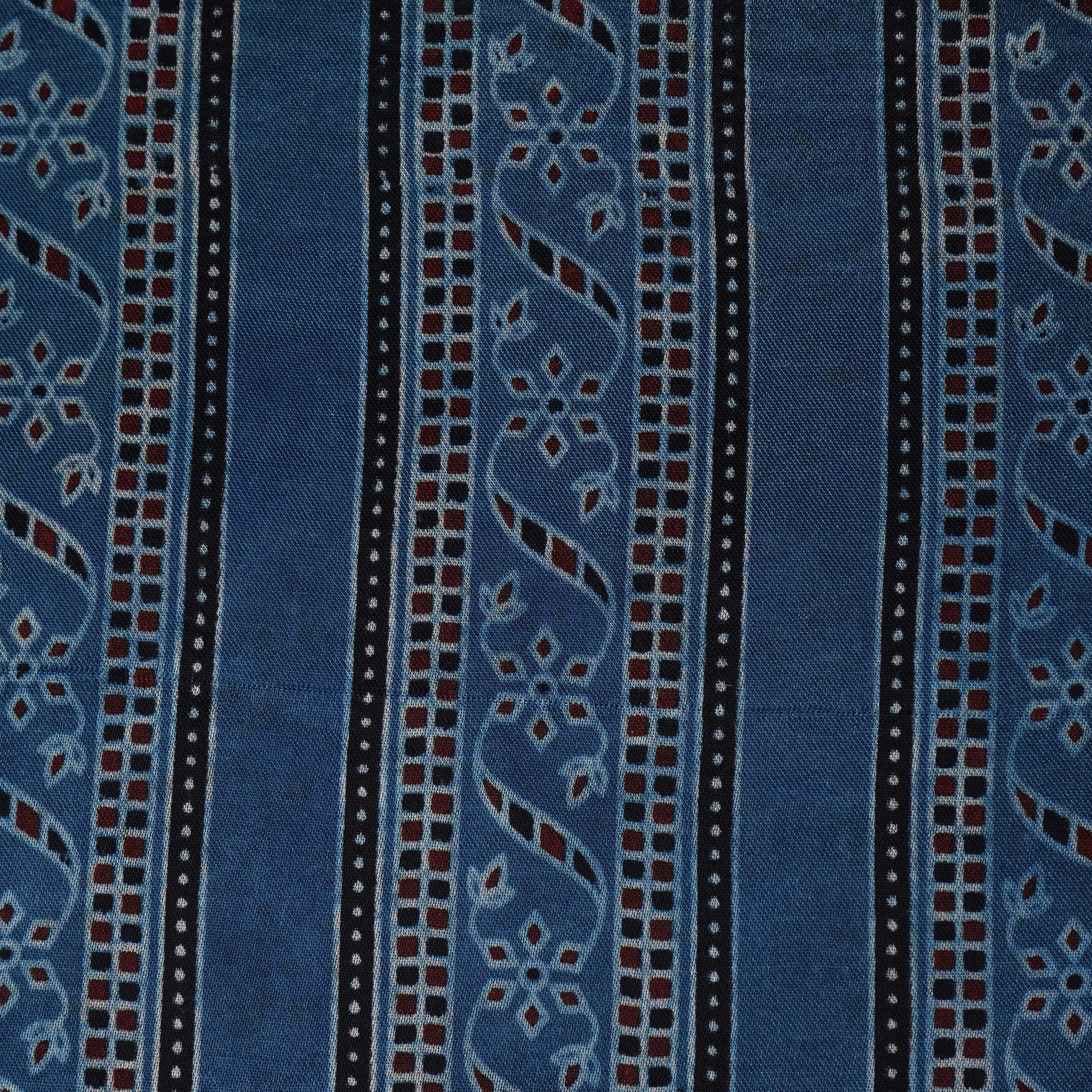 Blue Ajrakh Print Mashru Silk Fabric 20811