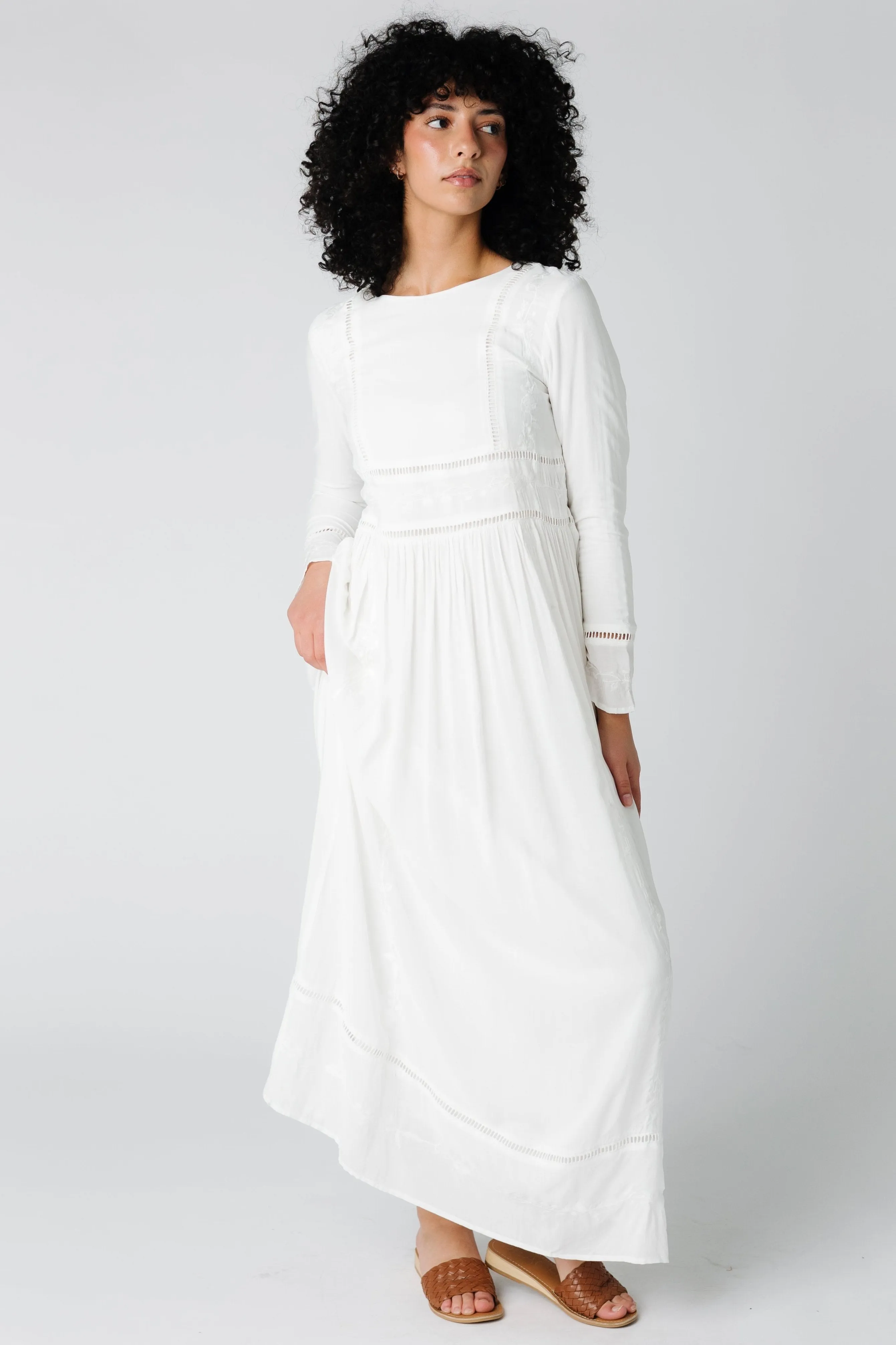 Brass & Roe Napa Embroidered Maxi Dress