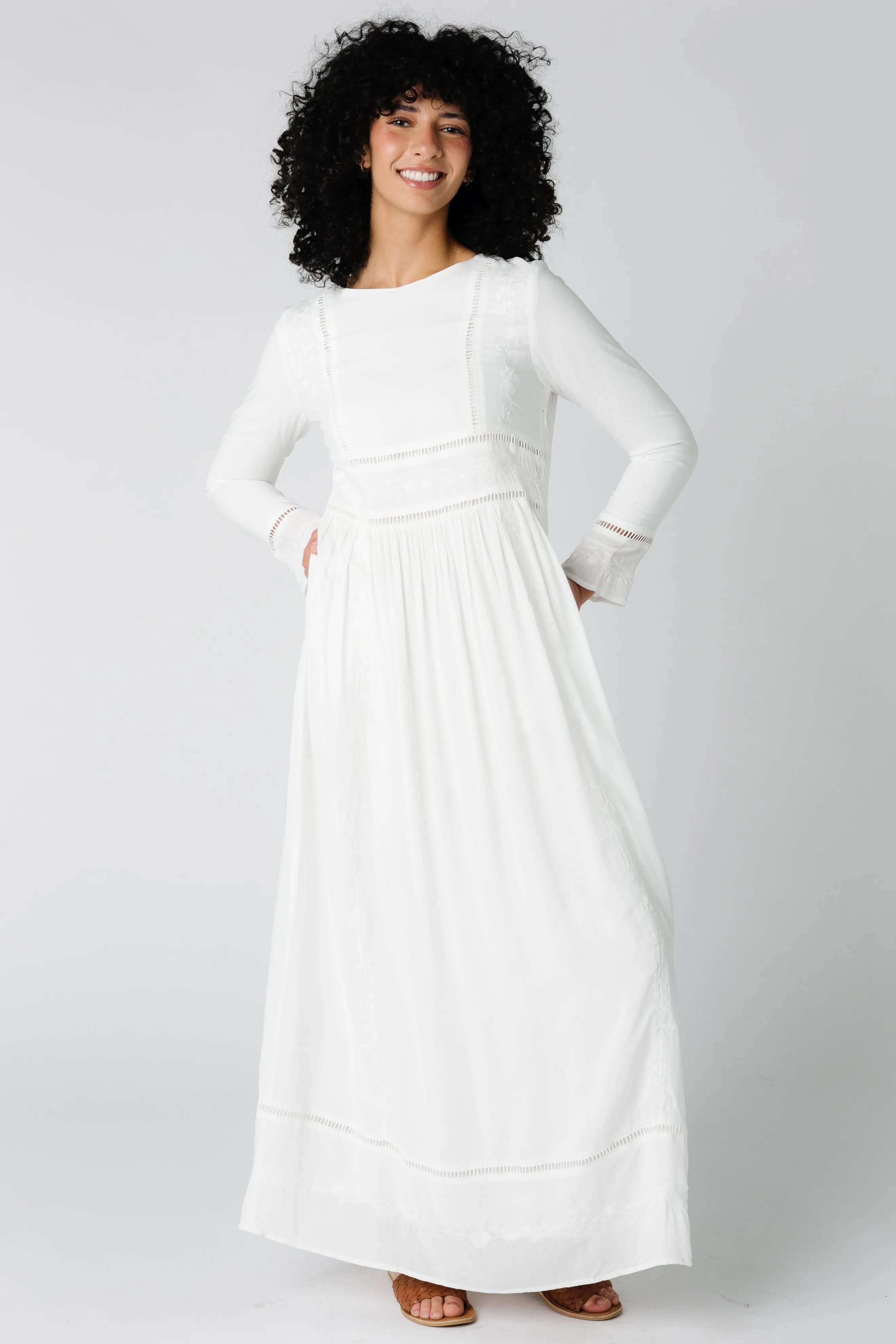 Brass & Roe Napa Embroidered Maxi Dress