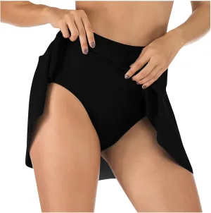 BTDECLAR Women's High Waisted Swim Skirt Swimsuits Pleated Swimdress with Full Coverage Bathing Suit Bikini Tankini Bottoms