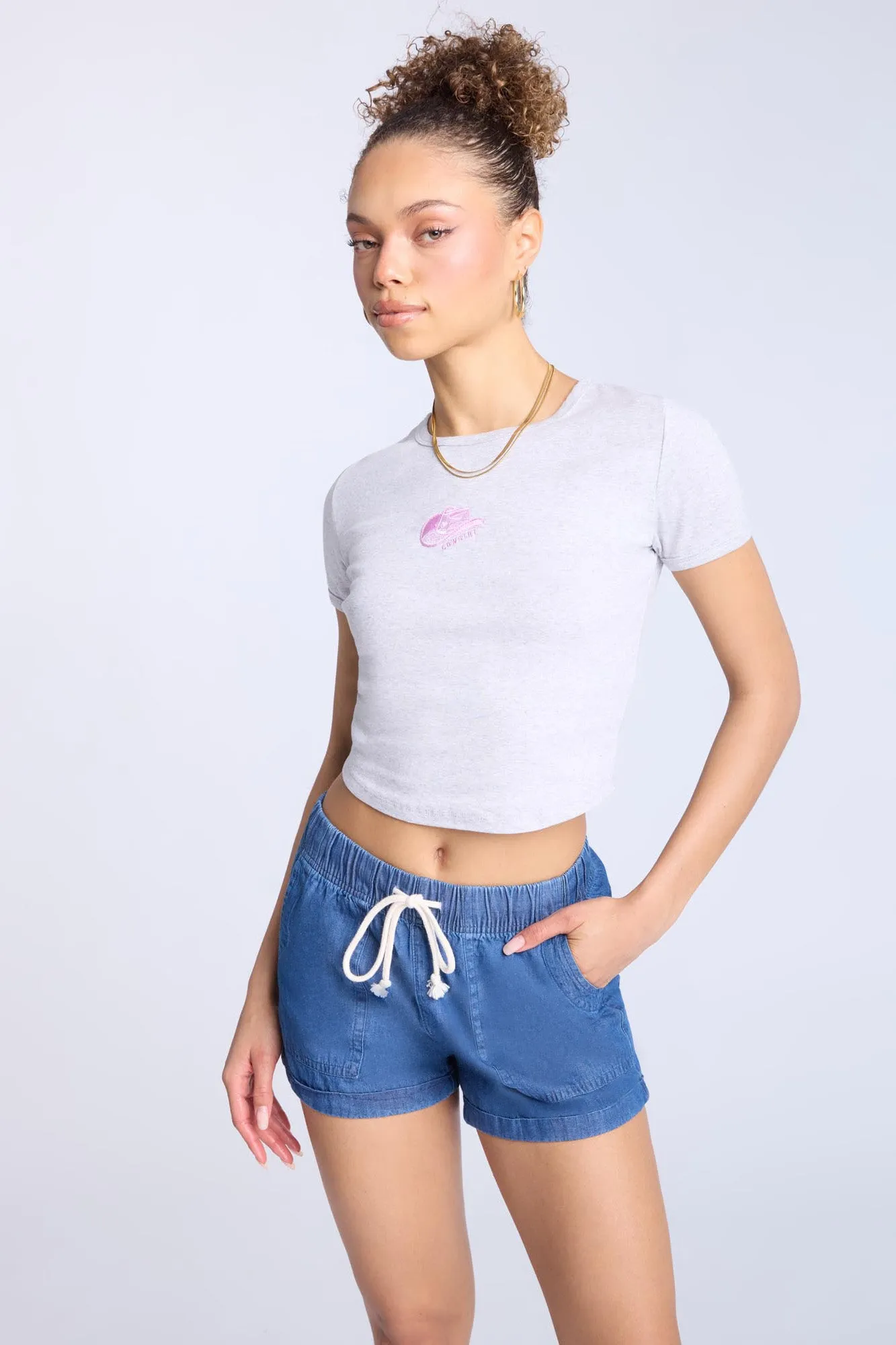 Chambray Drawstrings Shorts