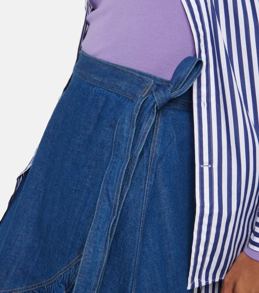 Cotton chambray wrap skirt with frills POLO RALPH LAUREN, blue