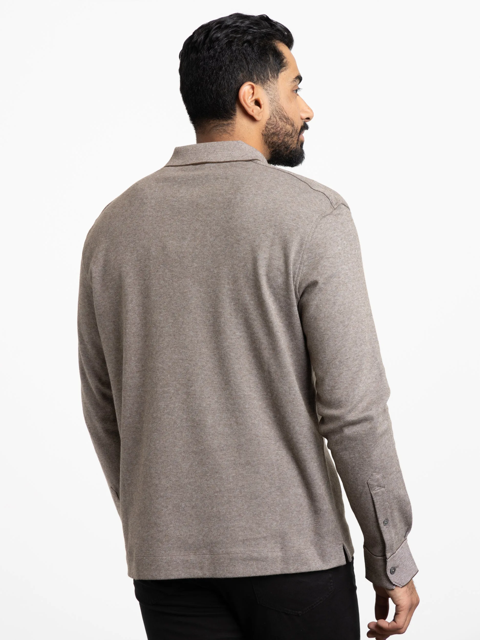 Dark Foliage Mélange Cashseta Polo Shirt