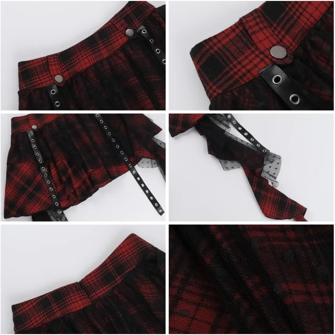 Gothic Pleated Mini Skirt Y2K Grunge Casual High Waisted A-line Flare Skirts
