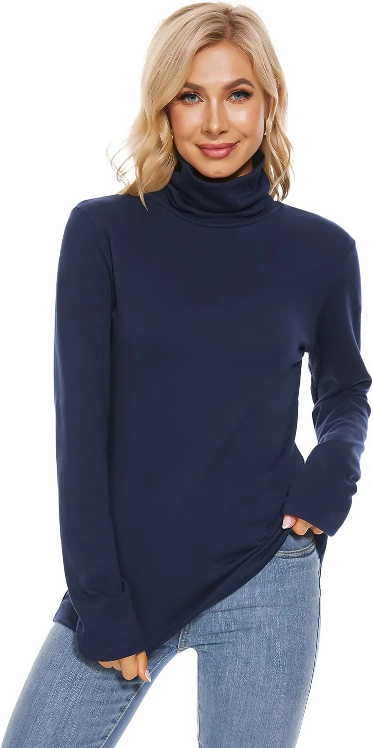 H HIAMIGOS Womens Turtleneck Long Sleeve Top Fleece Lined Sweatshirt Lightweight Ultra Soft Base Layer