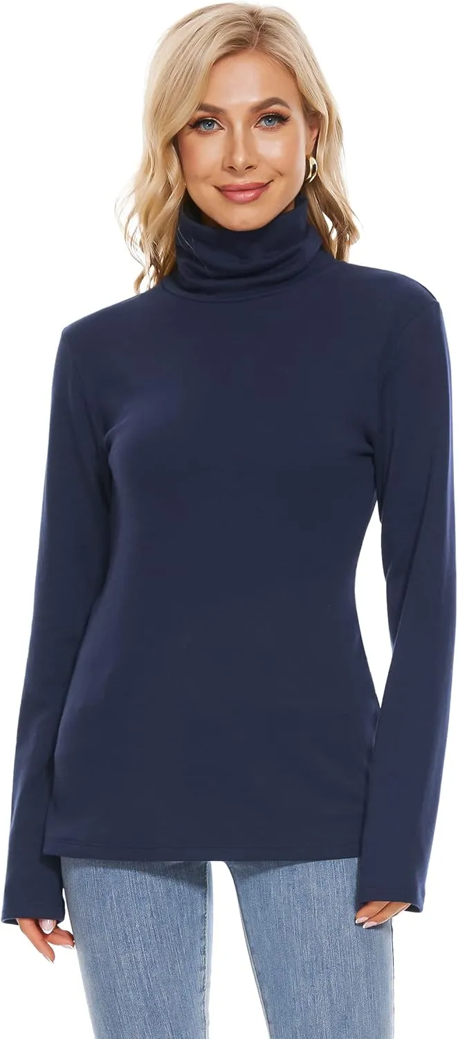 H HIAMIGOS Womens Turtleneck Long Sleeve Top Fleece Lined Sweatshirt Lightweight Ultra Soft Base Layer