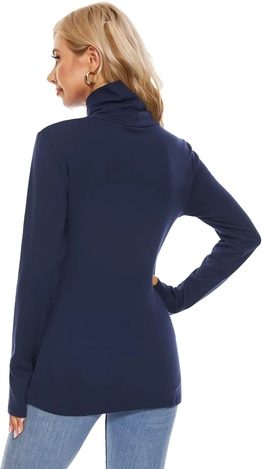 H HIAMIGOS Womens Turtleneck Long Sleeve Top Fleece Lined Sweatshirt Lightweight Ultra Soft Base Layer