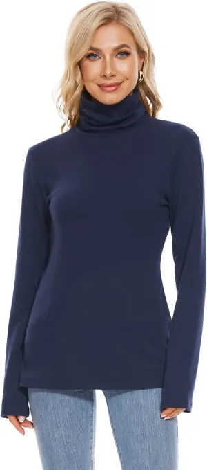 H HIAMIGOS Womens Turtleneck Long Sleeve Top Fleece Lined Sweatshirt Lightweight Ultra Soft Base Layer