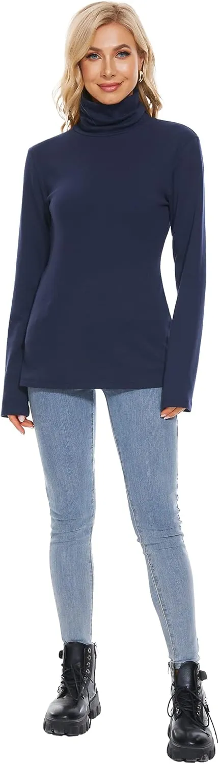 H HIAMIGOS Womens Turtleneck Long Sleeve Top Fleece Lined Sweatshirt Lightweight Ultra Soft Base Layer