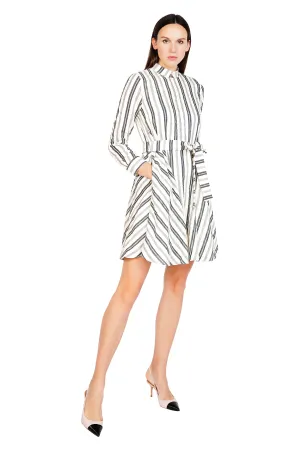 Imalda High-neck Zipper Flared Shirtdress