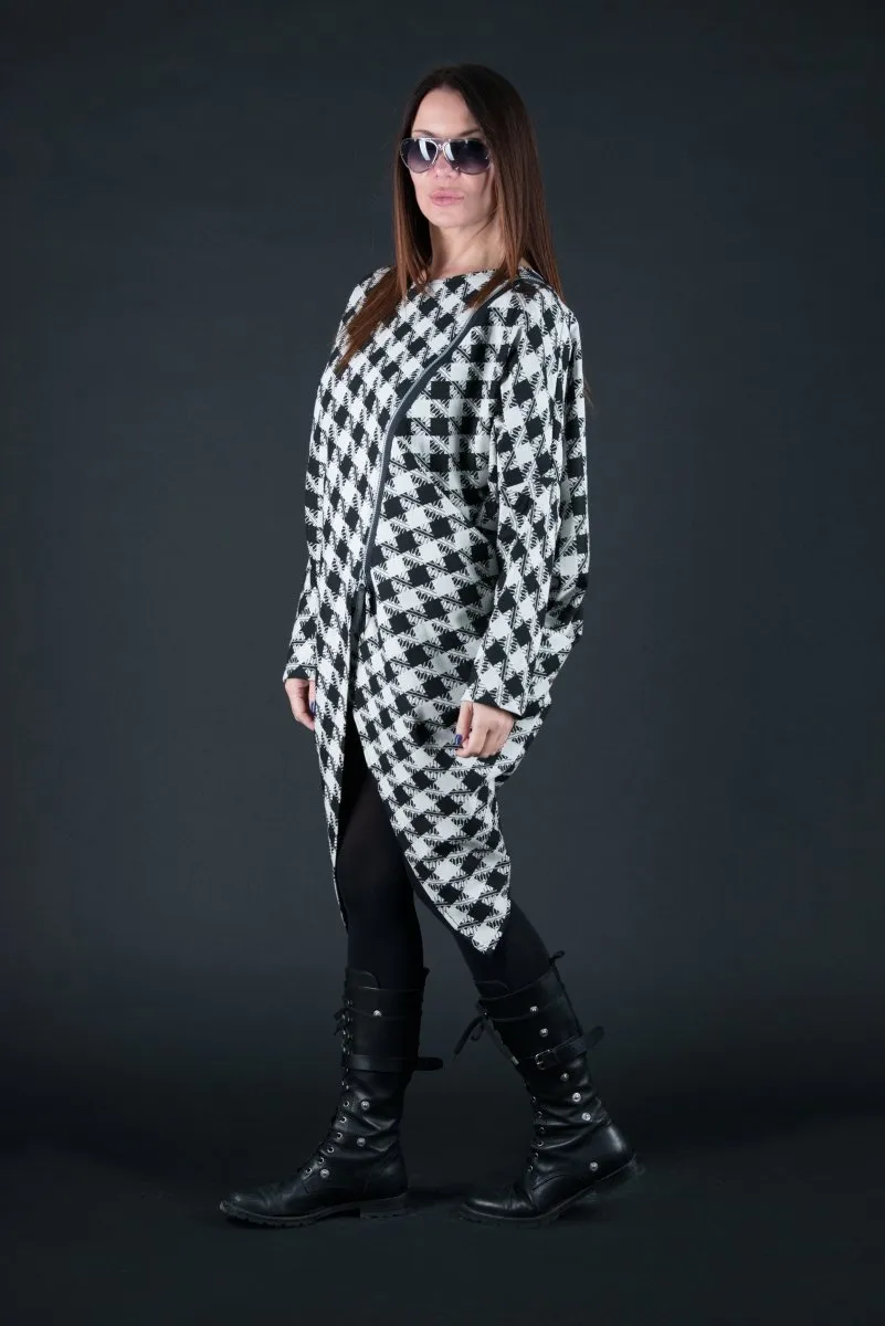 Loose Houndstooth  Cotton Tunic FABIANA