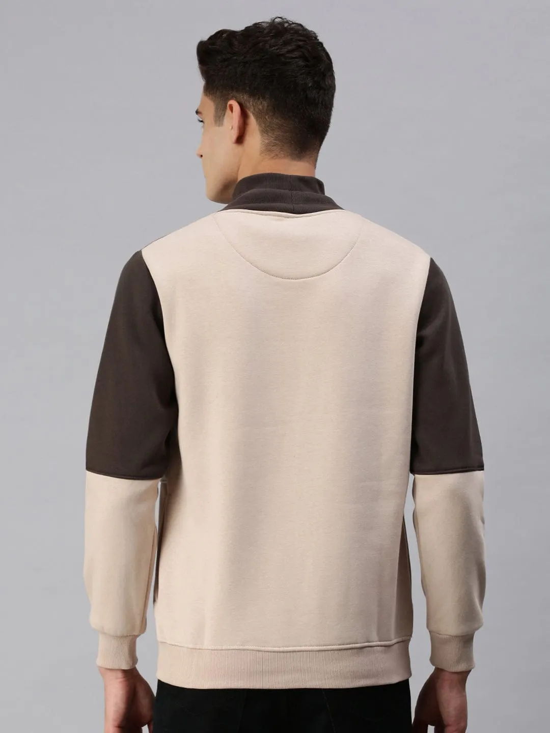 Men Beige Colourblocked Sweatshirt