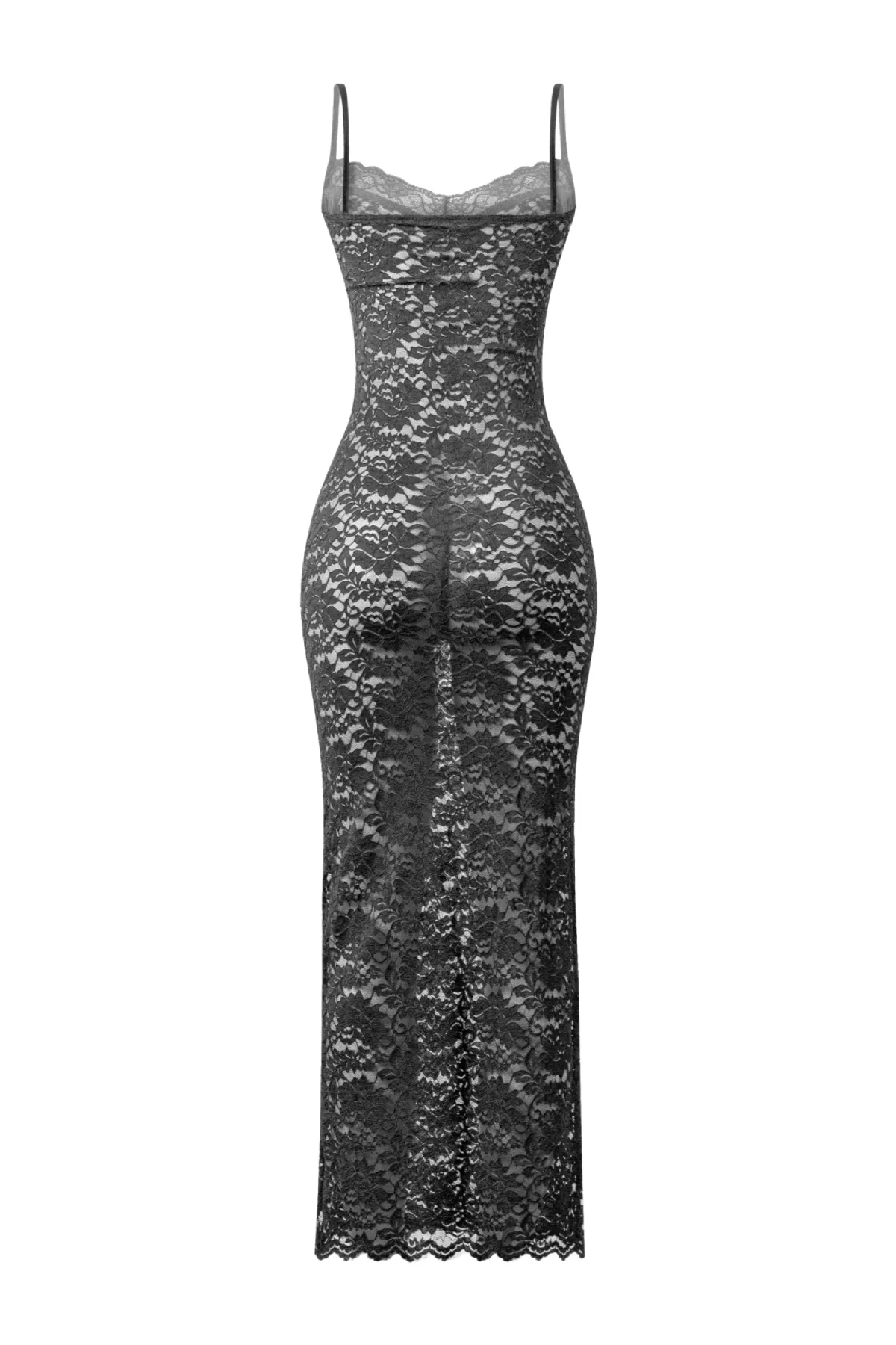 Noir Sheer Lace Maxi Dress (Black)