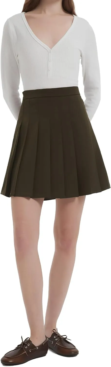 Orolay Women's High Waisted Tennis Skirts Athletic Running Golf A Line Pleated Skirt with Shorts