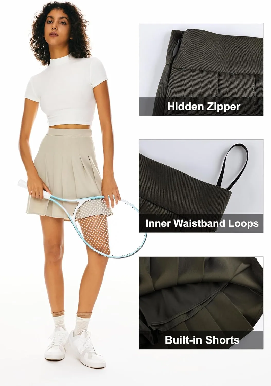 Orolay Women's High Waisted Tennis Skirts Athletic Running Golf A Line Pleated Skirt with Shorts