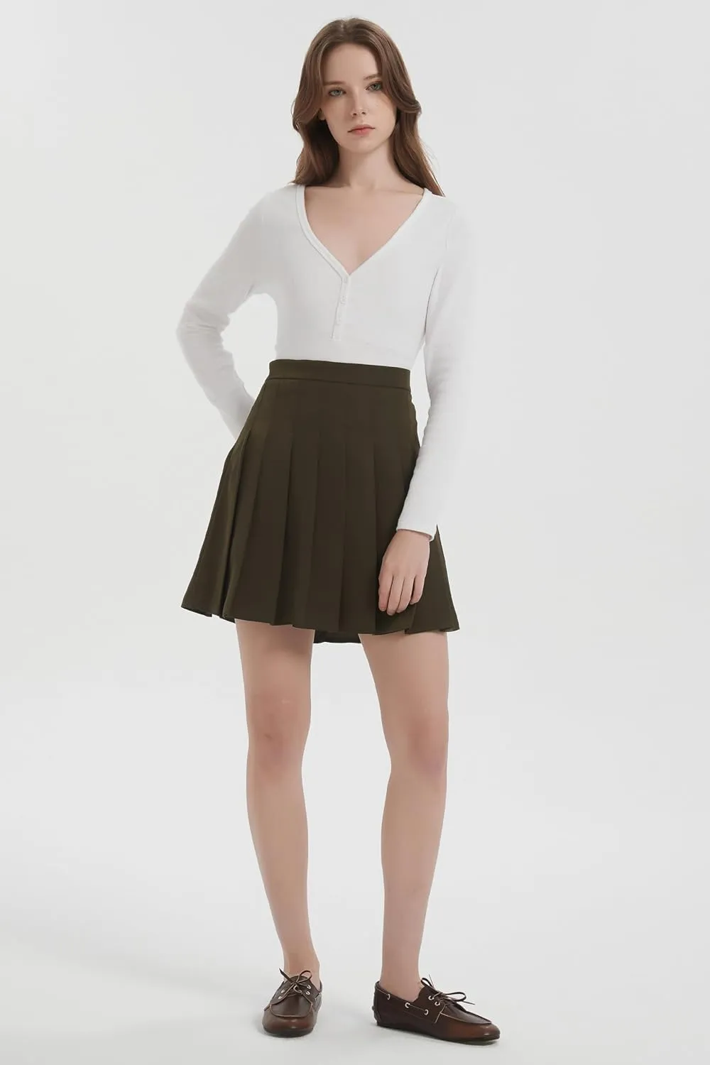Orolay Women's High Waisted Tennis Skirts Athletic Running Golf A Line Pleated Skirt with Shorts