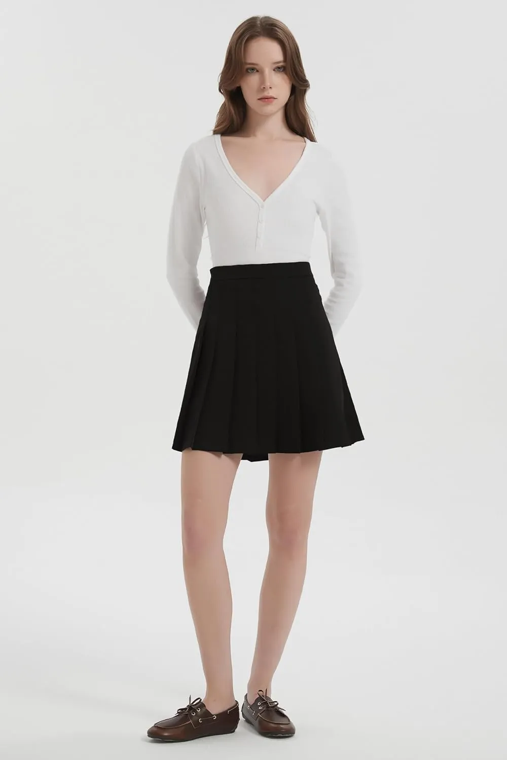 Orolay Women's High Waisted Tennis Skirts Athletic Running Golf A Line Pleated Skirt with Shorts