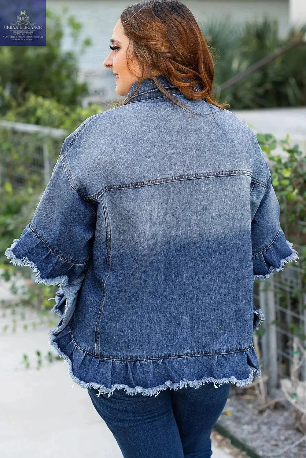 Peacock Blue Plus Size Denim Jacket