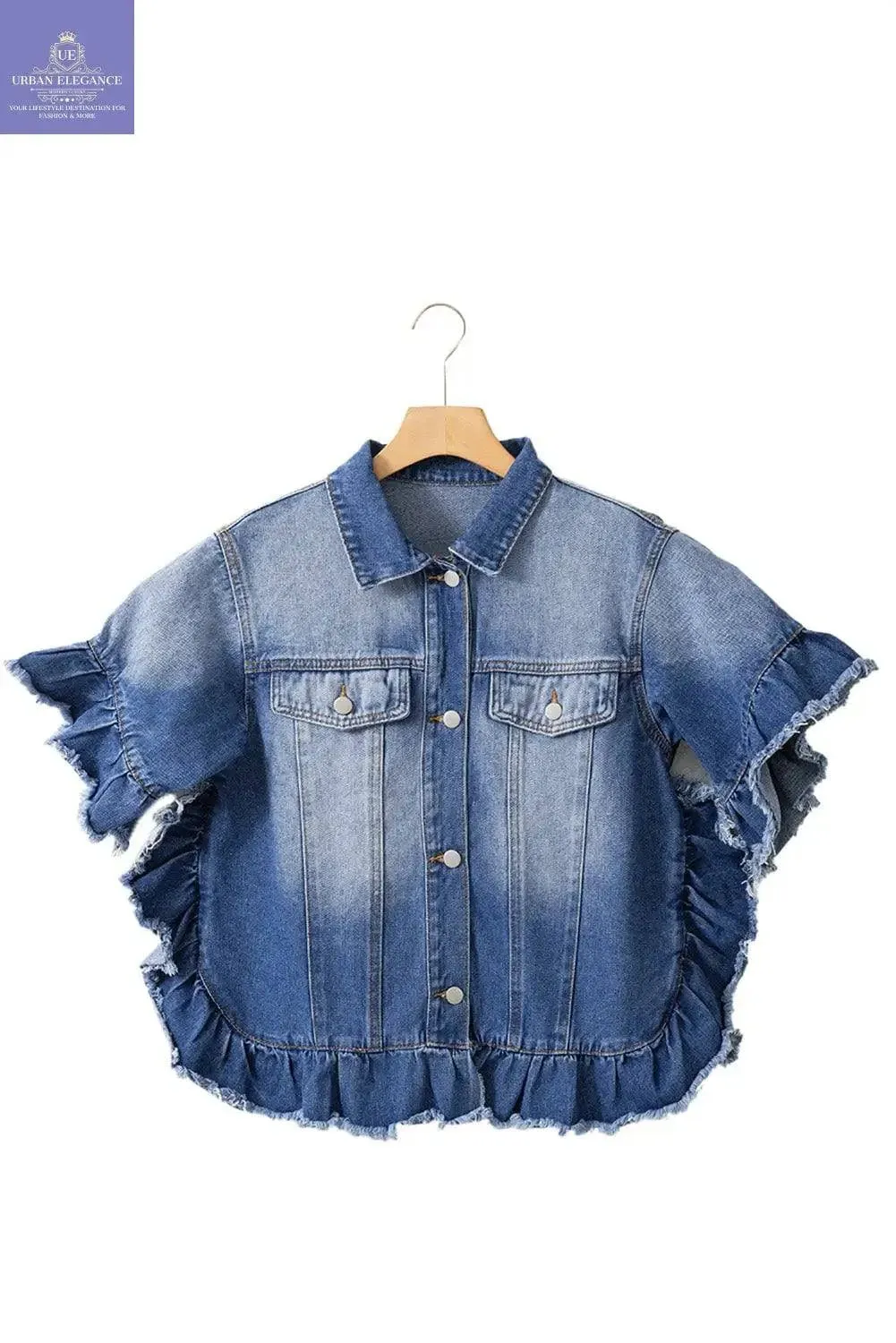 Peacock Blue Plus Size Denim Jacket