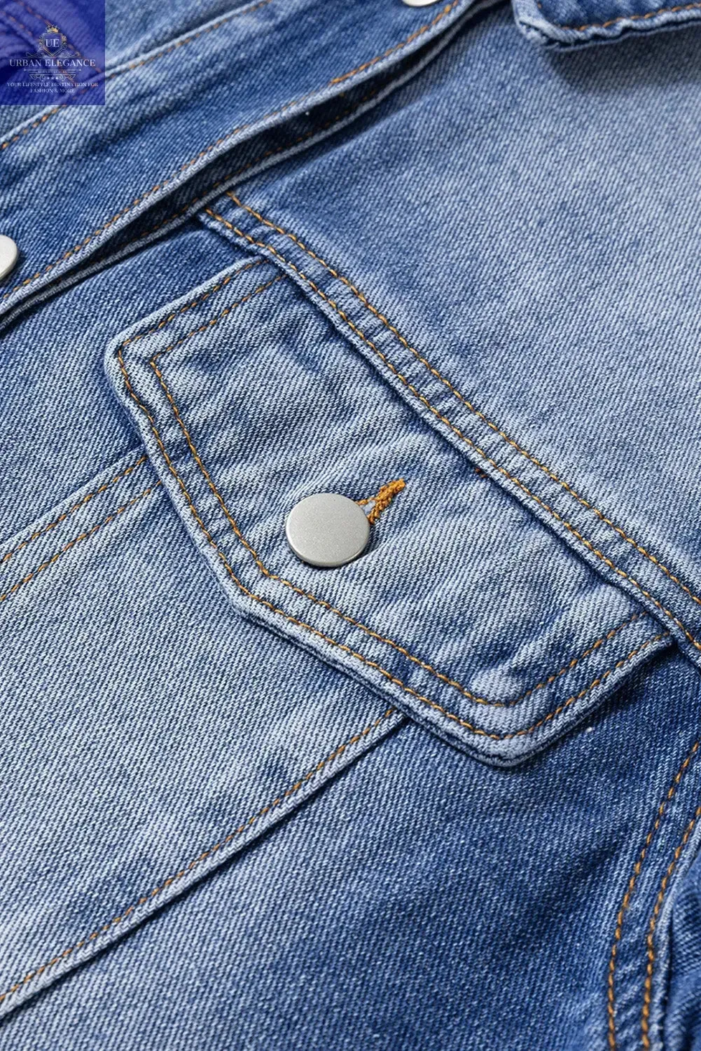 Peacock Blue Plus Size Denim Jacket
