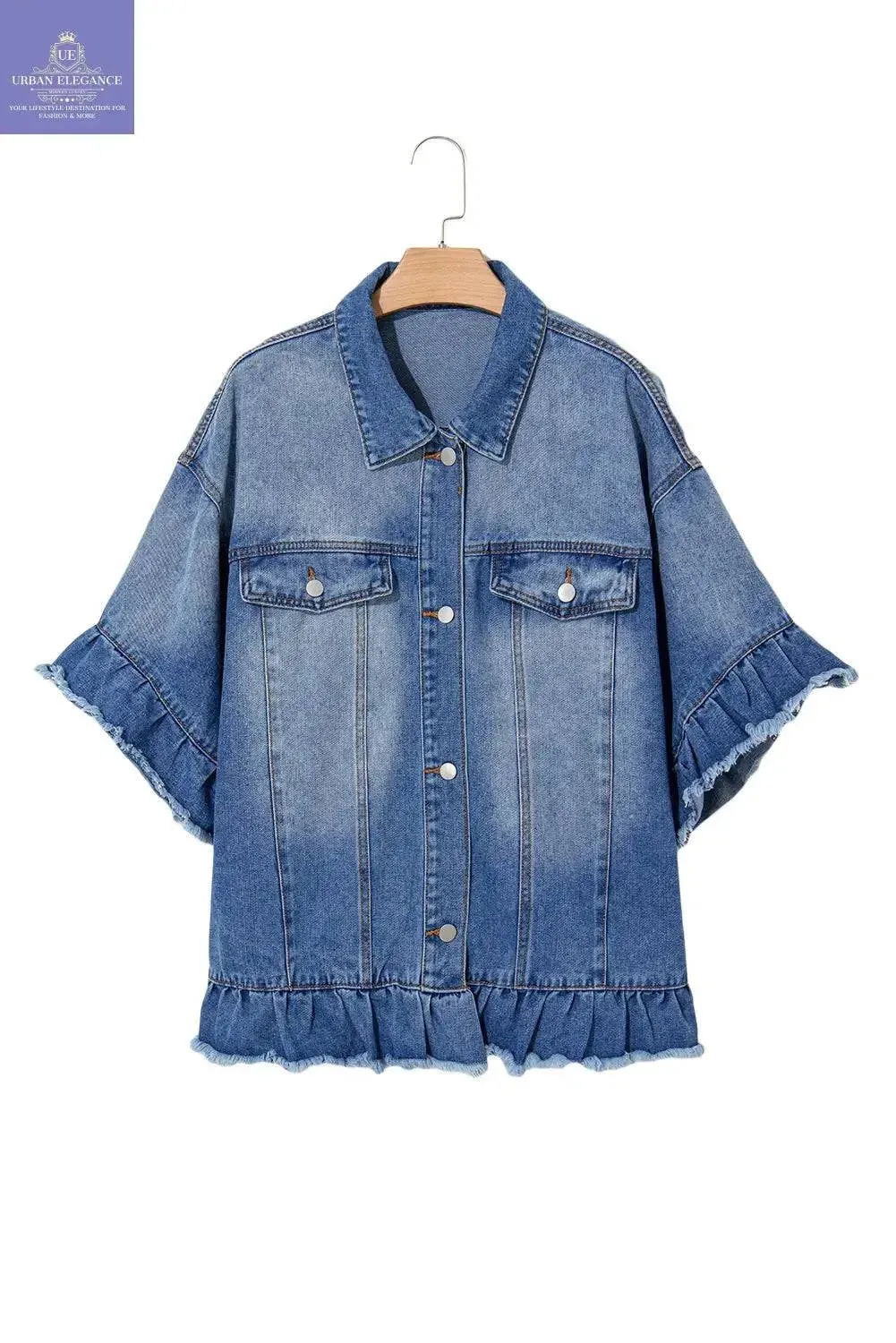 Peacock Blue Plus Size Denim Jacket