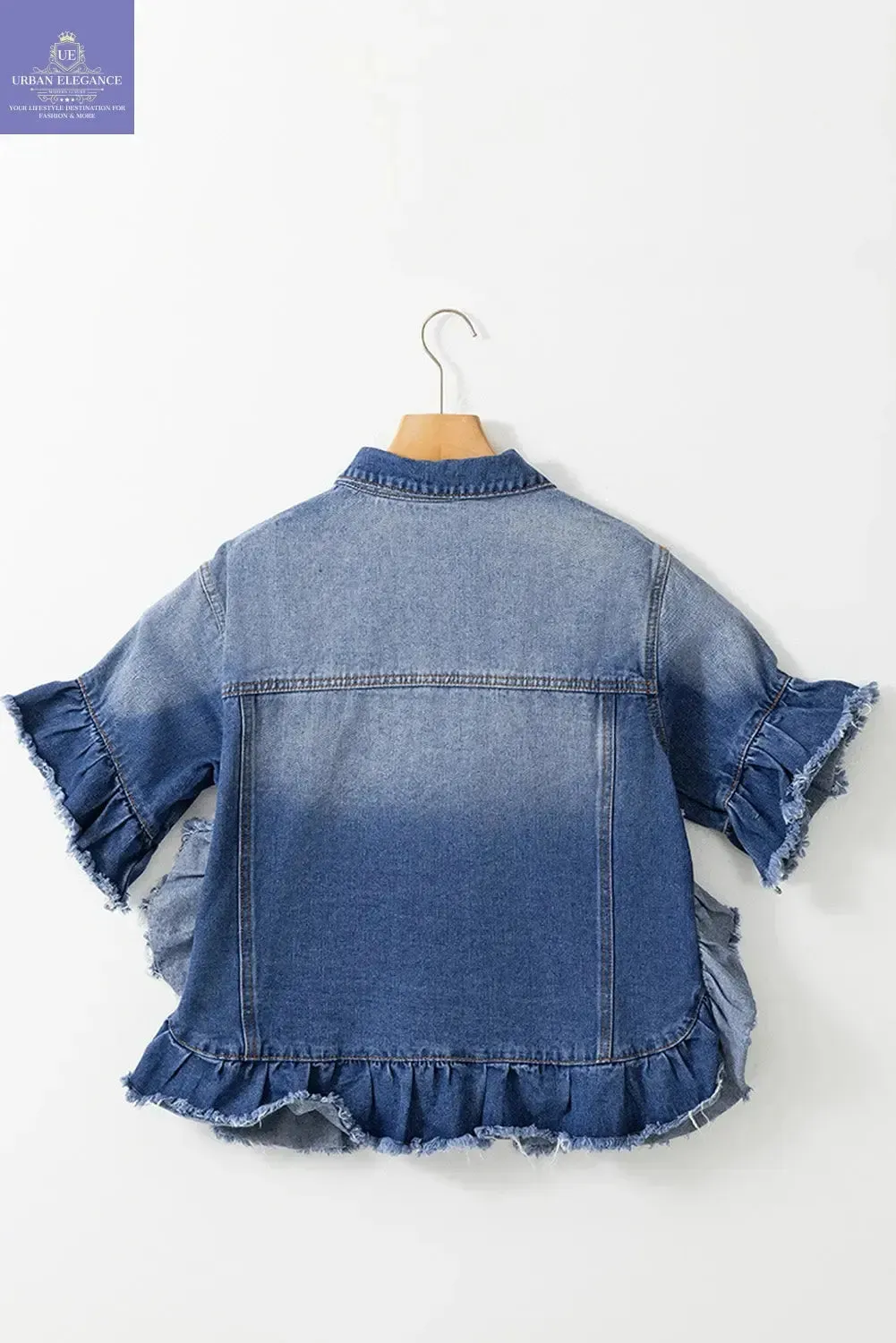 Peacock Blue Plus Size Denim Jacket