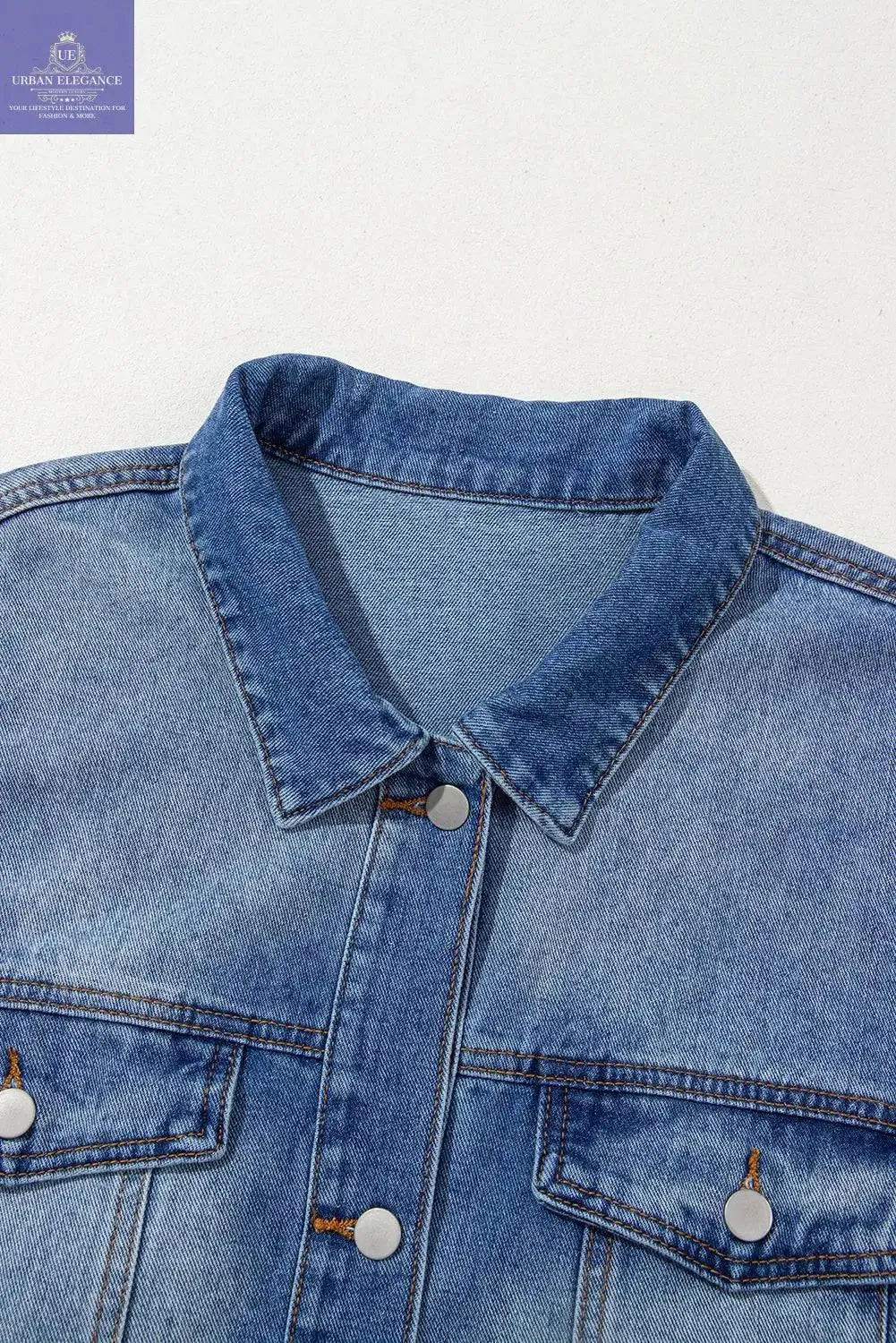 Peacock Blue Plus Size Denim Jacket