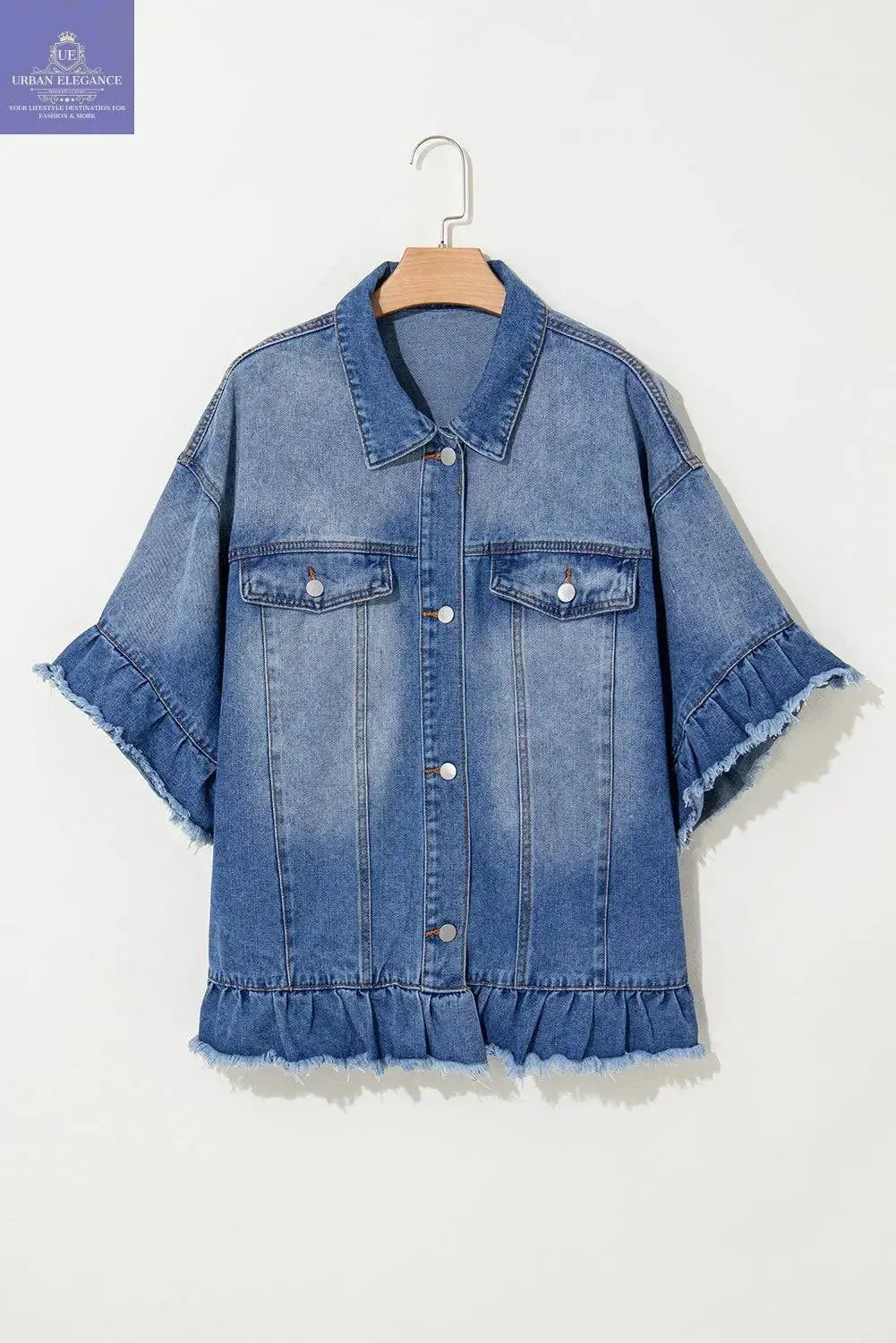 Peacock Blue Plus Size Denim Jacket