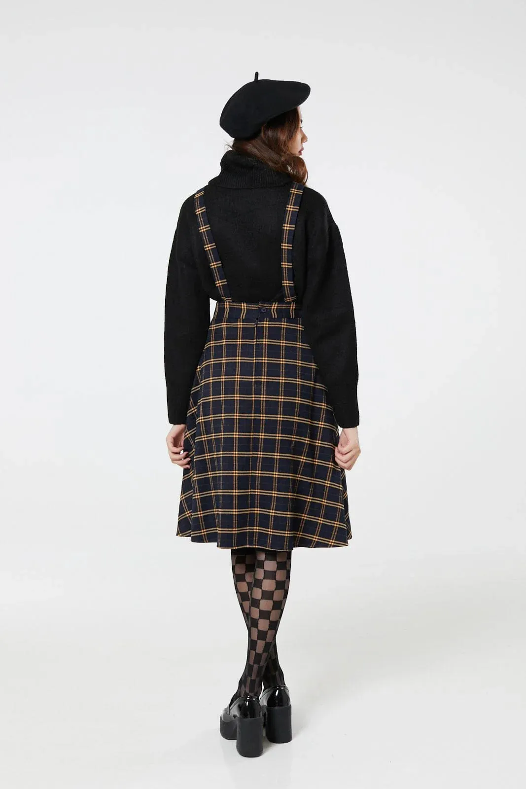 Plaid Pinafore in Navy/Yellow