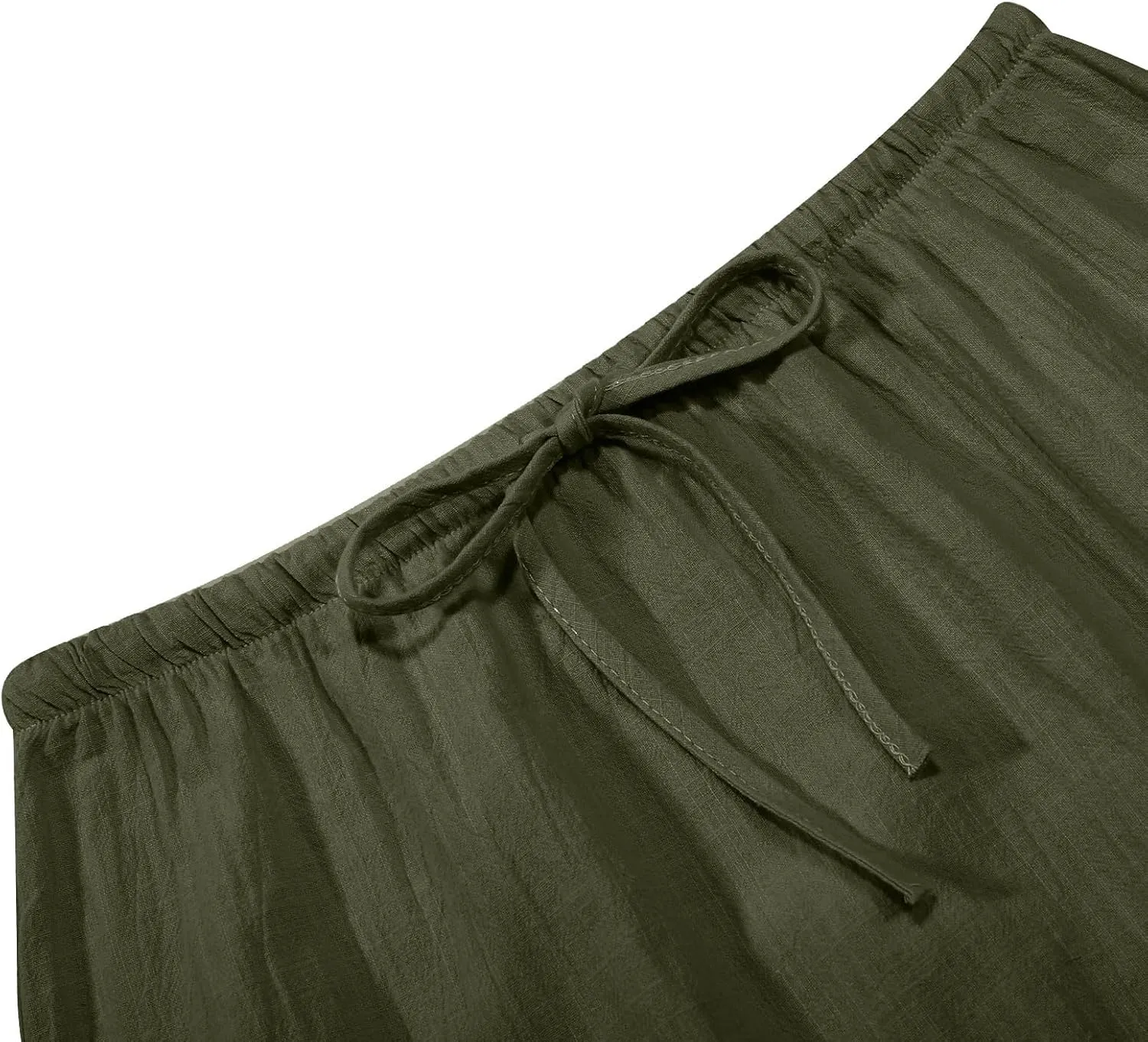 Summer Linen Maxi Skirts for Women Boho Beach Vacation Drawstring Low Waist A Line Skirt Flowy Long Cover Ups