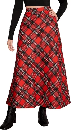 SweatyRocks Girl's Plaid Ruffle Skirt High Waisted A Line Party Fall Maxi Skirts