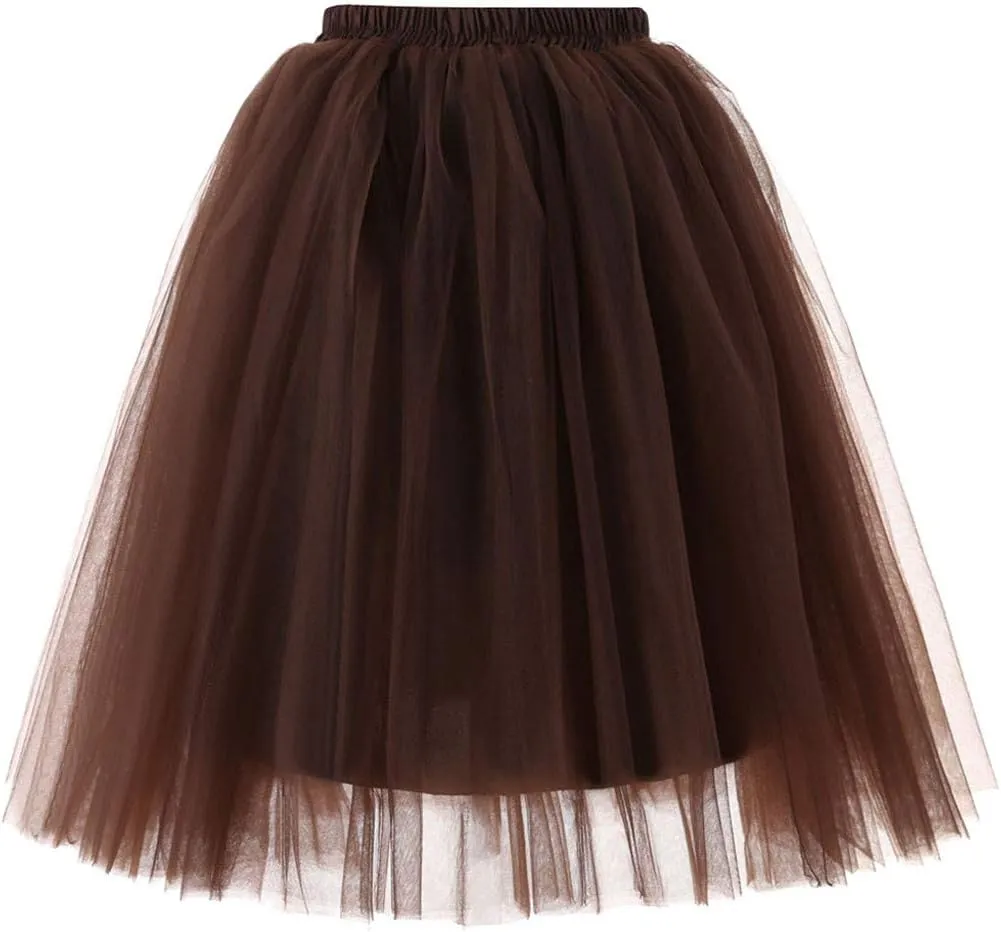Teens Ballet Skirts Bubble Tulle Tutus Mesh Skirt Women 1950S Vintage Dance Skirts Sparkly Skirt Midi Pleated Skirt