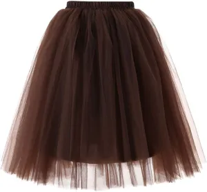 Teens Ballet Skirts Bubble Tulle Tutus Mesh Skirt Women 1950S Vintage Dance Skirts Sparkly Skirt Midi Pleated Skirt
