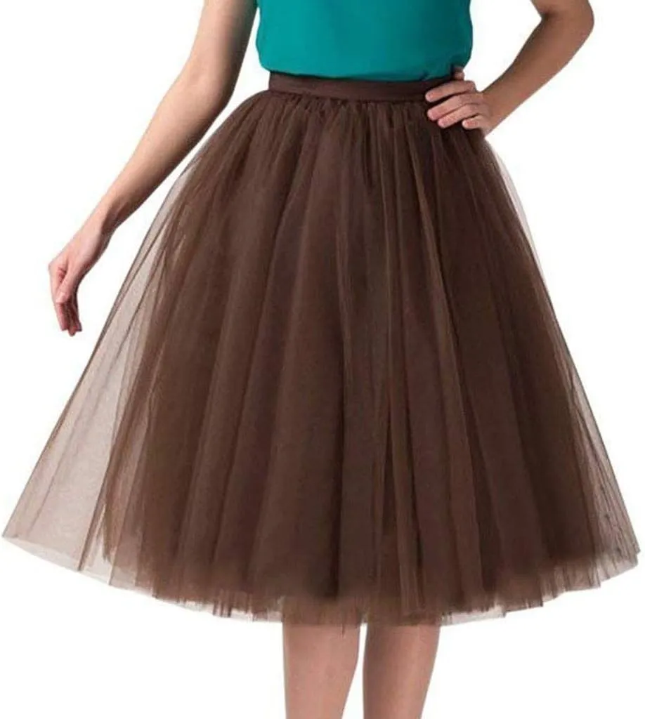 Teens Ballet Skirts Bubble Tulle Tutus Mesh Skirt Women 1950S Vintage Dance Skirts Sparkly Skirt Midi Pleated Skirt
