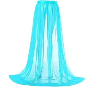 Women Tulle Tutu Long Skirts 3 Layered High Waist Bandage Mesh Maxi Skirts Wedding Party Cocktail Prom Skirt