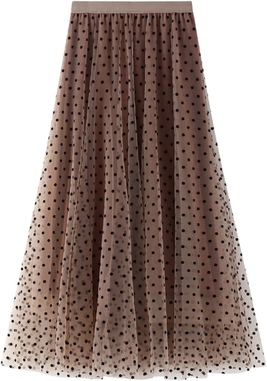 Womens Floral Print Midi Tulle Skirts High Waist Layered A-Line Mesh Chiffon Tutu Long Skirt Girls Fairy Tiered Skirt