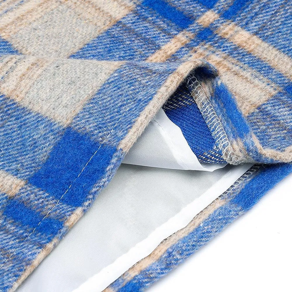 Womens High Waist Plaid Skirt Bodycon Pencil Wool Mini Skirts Fall Winter Short Skirt