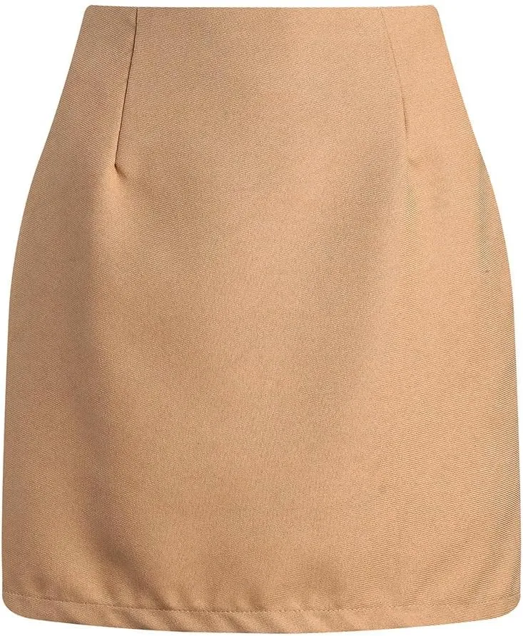 Womens High Waist Plaid Skirt Bodycon Pencil Wool Mini Skirts Fall Winter Short Skirt