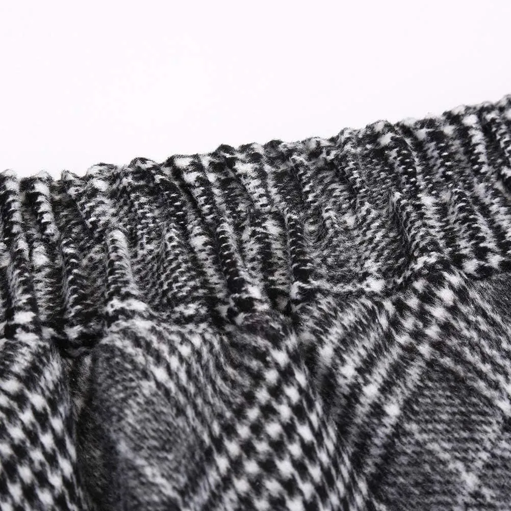 Womens Long Wool Plaid Skirts Aline High Waisted Warm Winter Skirts