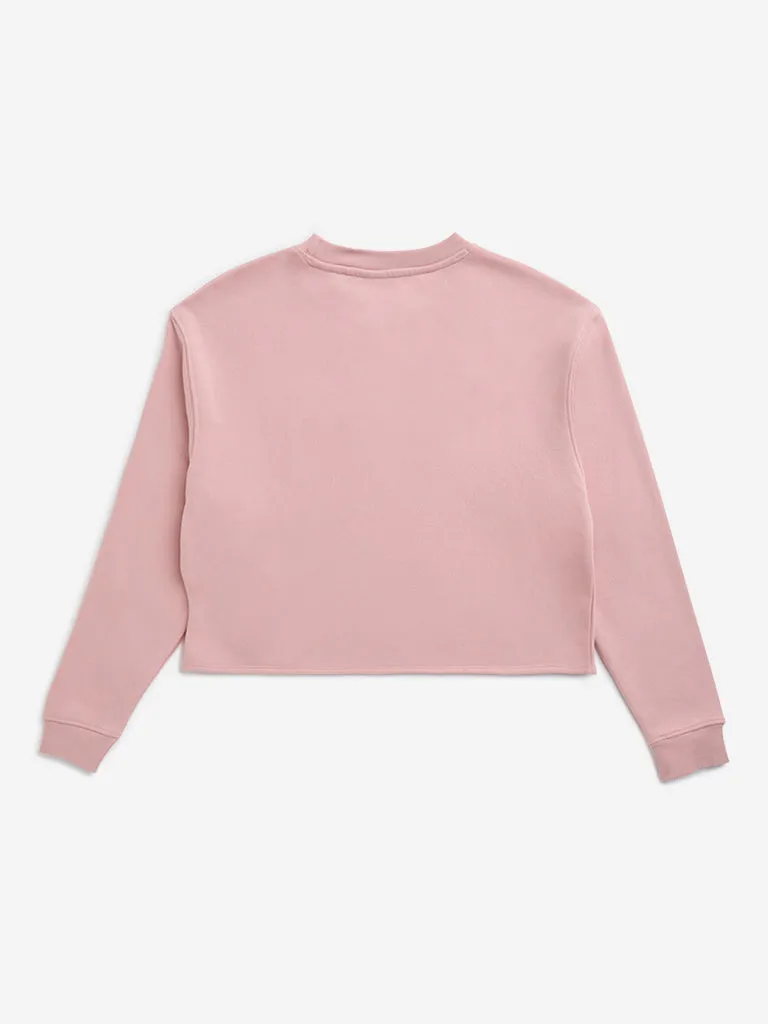 Y&F Kids Pink Text Print Cotton-Blend Sweatshirt